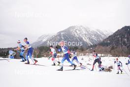 07.03.2021, Oberstdorf, Germany (GER): Candide Pralong (SUI), Johannes Hoesflot Klaebo (NOR), Jonas Baumann (SUI), Russell Kennedy (CAN), (l-r)  - FIS nordic world ski championships cross-country, 50km men, Oberstdorf (GER). www.nordicfocus.com. © Thibaut/NordicFocus. Every downloaded picture is fee-liable.