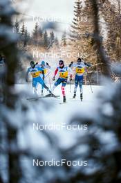 03.12.2021, Lillehammer, Norway (NOR): Lucas Chanavat (FRA), Thomas Helland Larsen (NOR), Johannes Hoesflot Klaebo (NOR), Joni Maki (FIN), (l-r)  - FIS world cup cross-country, individual sprint, Lillehammer (NOR). www.nordicfocus.com. © Modica/NordicFocus. Every downloaded picture is fee-liable.