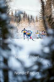 03.12.2021, Lillehammer, Norway (NOR): Kevin Bolger (USA), Erik Valnes (NOR), Lucas Chanavat (FRA), Thomas Helland Larsen (NOR), Joni Maki (FIN), Johannes Hoesflot Klaebo (NOR), (l-r)  - FIS world cup cross-country, individual sprint, Lillehammer (NOR). www.nordicfocus.com. © Modica/NordicFocus. Every downloaded picture is fee-liable.