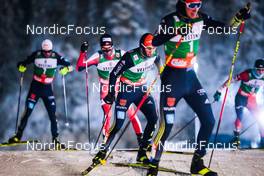 27.11.2021, Ruka, Finland (FIN): Vinzenz Geiger (GER), Eric Frenzel (GER), Terence Weber (GER), Ryota Yamamoto (JPN), (l-r)  - FIS world cup nordic combined men, individual gundersen HS142/10km, Ruka (FIN). www.nordicfocus.com. © Modica/NordicFocus. Every downloaded picture is fee-liable.