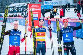 05.12.2021, Lillehammer, Norway (NOR): Johannes Lamparter (AUT), Jarl Magnus Riiber (NOR), Eric Frenzel (GER), (l-r) - FIS world cup nordic combined men, individual gundersen HS138/10km, Lillehammer (NOR). www.nordicfocus.com. © Modica/NordicFocus. Every downloaded picture is fee-liable.