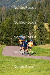 10.09.2022, Lavaze, Italy (ITA): Martin Ponsiluoma (SWE), Sebastian Samuelsson (SWE), Oskar Brandt (SWE), Jesper Nelin (SWE), Malte Stefansson (SWE), (l-r)  - Biathlon summer training, Lavaze (ITA). www.nordicfocus.com. © Barbieri/NordicFocus. Every downloaded picture is fee-liable.