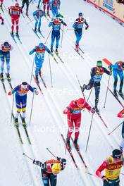 03.01.2022, Val di Fiemme, Italy (ITA): Ireneu Esteve Altimiras (AND), Federico Pellegrino (ITA), Roman Furger (SUI), Cyril Faehndrich (SUI), Alexander Bolshunov (RUS), Thomas Bing (GER), (l-r)  - FIS world cup cross-country, tour de ski, mass men, Val di Fiemme (ITA). www.nordicfocus.com. © Modica/NordicFocus. Every downloaded picture is fee-liable.