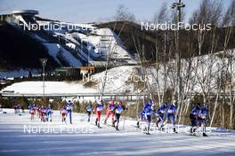 05.02.2022, Beijing, China (CHN): Teresa Stadlober (AUT), Katharina Hennig (GER), Natalia Nepryaeva (ROC), Ebba Andersson (SWE), Frida Karlsson (SWE), Therese Johaug (NOR), (l-r)  - XXIV. Olympic Winter Games Beijing 2022, cross-country, skiathlon women, Beijing (CHN). www.nordicfocus.com. © Modica/NordicFocus. Every downloaded picture is fee-liable.