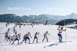26.03.2022, Zweisimmen-Sparenmoos, Switzerland (SUI): Dario Cologna (SUI), Candide Pralong (SUI), Toni Livers (SUI), Valerio Grond (SUI), (l-r)  - Swiss Championships cross-country, mass, Zweisimmen-Sparenmoos (SUI). www.nordicfocus.com. © Modica/NordicFocus. Every downloaded picture is fee-liable.