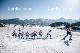 26.03.2022, Zweisimmen-Sparenmoos, Switzerland (SUI): Dario Cologna (SUI), Jonas Baumann (SUI), Candide Pralong (SUI), Toni Livers (SUI), (l-r)  - Swiss Championships cross-country, mass, Zweisimmen-Sparenmoos (SUI). www.nordicfocus.com. © Modica/NordicFocus. Every downloaded picture is fee-liable.