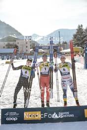 17.12.2022, Davos, Switzerland (SUI): Jessie Diggins (USA), Nadine Faehndrich (SUI), Johanna Hagstroem (SWE), (l-r)  - FIS world cup cross-country, individual sprint, Davos (SUI). www.nordicfocus.com. © Modica/NordicFocus. Every downloaded picture is fee-liable.