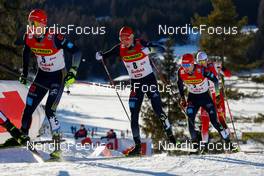 29.01.2022, Seefeld, Austria (AUT): Julian Schmid (GER), Eric Frenzel (GER), Terence Weber (GER), (l-r)  - FIS world cup nordic combined men, individual gundersen HS109/10km, Seefeld (AUT). www.nordicfocus.com. © Volk/NordicFocus. Every downloaded picture is fee-liable.