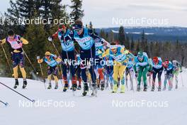 19.03.2022, Lillehammer, Norway (NOR): Max Novak (SWE), Kasper Stadaas (NOR), Emil Persson (SWE), (l-r)  - Visma Ski Classics Birkebeinerrennet, Lillehammer (NOR). www.nordicfocus.com. © Osth/NordicFocus. Every downloaded picture is fee-liable.