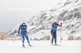 04.11.2023, Bessans, France (FRA): Gilonne Guigonnat (FRA), Justine Braisaz-Bouchet (FRA), (l-r) - Biathlon training, Bessans (FRA). www.nordicfocus.com. © Authamayou/NordicFocus. Every downloaded picture is fee-liable.