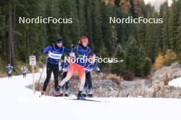 01.11.2023, Davos, Switzerland (SUI): Dario Cologna (SUI), Aita Gasparin (SUI), (l-r) - Biathlon preseason training, Davos (SUI). www.nordicfocus.com. © Manzoni/NordicFocus. Every downloaded picture is fee-liable.