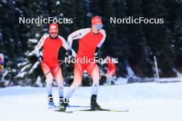 07.11.2023, Davos, Switzerland (SUI): Sebastian Stalder (SUI), Niklas Hartweg (SUI), (l-r) - Biathlon preseason training, Davos (SUI). www.nordicfocus.com. © Manzoni/NordicFocus. Every downloaded picture is fee-liable.