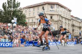 13.08.2023, Wiesbaden, Germany (GER): Lisa Vittozzi (ITA), Hanna Oeberg (SWE), (l-r) - City Biathlon - Wiesbaden (GER). www.nordicfocus.com. © Manzoni/NordicFocus. Every downloaded picture is fee-liable.