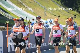 08.09.2023, Ruhpolding, Germany (GER): Johannes Dornhauser (GER), Roman Rees (GER), Philipp Nawrath (GER), (l-r) - German Championships biathlon, individual men, Ruhpolding (GER). www.nordicfocus.com. © Reichert/NordicFocus. Every downloaded picture is fee-liable.