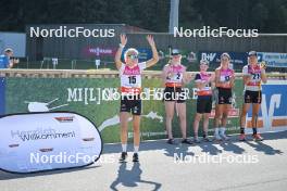 08.09.2023, Ruhpolding, Germany (GER): Julia Kink (GER), Amy Baserga (SUI), Susanne Meinen (SUI), Julia Vogler (GER), Lisa-Maria Spark (GER), (l-r) - German Championships biathlon, individual women, Ruhpolding (GER). www.nordicfocus.com. © Reichert/NordicFocus. Every downloaded picture is fee-liable.