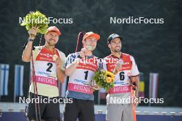 10.09.2023, Ruhpolding, Germany (GER): Philipp Nawrath (GER), Benedikt Doll (GER), Matthias Dorfer (GER), (l-r) - German Championships biathlon, pursuit men, Ruhpolding (GER). www.nordicfocus.com. © Reichert/NordicFocus. Every downloaded picture is fee-liable.