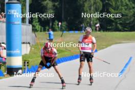 09.09.2023, Ruhpolding, Germany (GER): Jeremy Finello (SUI), David Zobel (GER), (l-r) - German Championships biathlon, sprint men, Ruhpolding (GER). www.nordicfocus.com. © Reichert/NordicFocus. Every downloaded picture is fee-liable.