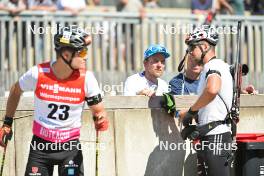 09.09.2023, Ruhpolding, Germany (GER): Philipp Horn (GER), Jens Filbrich (GER), Philipp Nawrath (GER) - German Championships biathlon, sprint men, Ruhpolding (GER). www.nordicfocus.com. © Reichert/NordicFocus. Every downloaded picture is fee-liable.