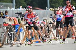 09.09.2023, Ruhpolding, Germany (GER): Jeremy Finello (SUI), Roman Rees (GER), (l-r) - German Championships biathlon, sprint men, Ruhpolding (GER). www.nordicfocus.com. © Reichert/NordicFocus. Every downloaded picture is fee-liable.