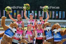 09.09.2023, Ruhpolding, Germany (GER): Sophia Schneider (GER), Lena Haecki-Gross (SUI), Franziska Preuß (GER), Janina Hettich-Walz (GER), Julia Kink (GER), Stefanie Scherer (GER), (l-r) - German Championships biathlon, sprint women, Ruhpolding (GER). www.nordicfocus.com. © Reichert/NordicFocus. Every downloaded picture is fee-liable.