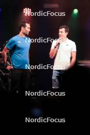 01.09.2023, Annecy, France (FRA): Martin Fourcade (FRA), Quentin Fillon Maillet (FRA), (l-r) - Martin Fourcade Nordic Festival, Annecy (FRA). www.nordicfocus.com. © Manzoni/NordicFocus. Every downloaded picture is fee-liable.