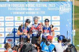 02.09.2023, Annecy, France (FRA): Emilien Jacquelin (FRA), Vetle Sjaastad Christiansen (NOR), Sturla Holm Laegreid (NOR), (l-r) - Martin Fourcade Nordic Festival, Annecy (FRA). www.nordicfocus.com. © Manzoni/NordicFocus. Every downloaded picture is fee-liable.
