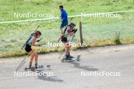 17.09.2023, La Feclaz, France (FRA): Adeline Debuyser (FRA), Clemence Cespedes (FRA), (l-r) - Biathlon Samse Summer Tour, individual, La Feclaz (FRA). www.nordicfocus.com. © Manzoni/NordicFocus. Every downloaded picture is fee-liable.
