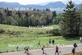 17.09.2023, La Feclaz, France (FRA): Clara Giacometti (FRA), Victoria Ardiet (FRA), Cassandre Couder (FRA), (l-r) - Biathlon Samse Summer Tour, individual, La Feclaz (FRA). www.nordicfocus.com. © Manzoni/NordicFocus. Every downloaded picture is fee-liable.