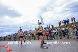 16.09.2023, La Feclaz, France (FRA): Alice Dusserre (FRA), Charline Desmartin (FRA), (l-r) - Biathlon Samse Summer Tour, sprint, La Feclaz (FRA). www.nordicfocus.com. © Manzoni/NordicFocus. Every downloaded picture is fee-liable.