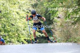 16.09.2023, La Feclaz, France (FRA): Mauro Fink (BEL) - Biathlon Samse Summer Tour, sprint, La Feclaz (FRA). www.nordicfocus.com. © Manzoni/NordicFocus. Every downloaded picture is fee-liable.