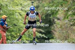 16.09.2023, La Feclaz, France (FRA): Oscar Lombardot (FRA) - Biathlon Samse Summer Tour, sprint, La Feclaz (FRA). www.nordicfocus.com. © Manzoni/NordicFocus. Every downloaded picture is fee-liable.