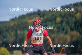 22.10.2023, Arcon, France (FRA): Antonin Guy (FRA) - Biathlon Samse Summer Tour, pursuit, Arcon (FRA). www.nordicfocus.com. © Thibaut/NordicFocus. Every downloaded picture is fee-liable.
