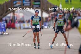 22.10.2023, Arcon, France (FRA): Quentin Fillon Maillet (FRA), Eric Perrot (FRA), (l-r)  - Biathlon Samse Summer Tour, pursuit, Arcon (FRA). www.nordicfocus.com. © Thibaut/NordicFocus. Every downloaded picture is fee-liable.