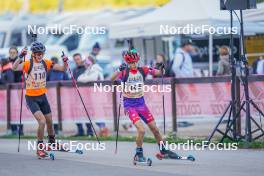 22.10.2023, Arcon, France (FRA): Noe Rochegude-Ribot (FRA), Augustin Remonnay (FRA), (l-r)  - Biathlon Samse Summer Tour, pursuit, Arcon (FRA). www.nordicfocus.com. © Thibaut/NordicFocus. Every downloaded picture is fee-liable.