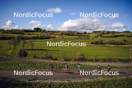 21.10.2023, Arcon, France (FRA): Linus Kesper (GER), Lubin Amiotte (FRA), Martin Bourgeois Republique (FRA), Judicael Perrillat Bottonet (FRA), Mathis Huyghe (FRA), (l-r)  - Biathlon Samse Summer Tour, sprint, Arcon (FRA). www.nordicfocus.com. © Thibaut/NordicFocus. Every downloaded picture is fee-liable.