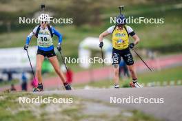 21.10.2023, Arcon, France (FRA): Lola Bugeaud (FRA), Lou Jeanmonnot (FRA), (l-r)  - Biathlon Samse Summer Tour, sprint, Arcon (FRA). www.nordicfocus.com. © Thibaut/NordicFocus. Every downloaded picture is fee-liable.