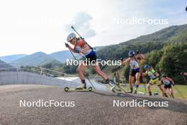 27.08.2023, Brezno-Osrblie, Slovakia (SVK): Marketa Davidova (CZE), Marion Wiesensarter (GER), Mona Brorsson (SWE), Lucie Charvatova (CZE), (l-r) - IBU Summer Biathlon World Championships, mass women, Brezno-Osrblie (SVK). www.nordicfocus.com. © Manzoni/NordicFocus. Every downloaded picture is fee-liable.