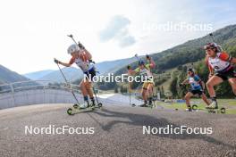 27.08.2023, Brezno-Osrblie, Slovakia (SVK): Tereza Vobornikova (CZE), Johanna Skottheim (SWE), Alla Ghilenko (MDA), Joanna Jakiela (POL), (l-r) - IBU Summer Biathlon World Championships, mass women, Brezno-Osrblie (SVK). www.nordicfocus.com. © Manzoni/NordicFocus. Every downloaded picture is fee-liable.