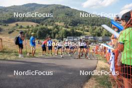 27.08.2023, Brezno-Osrblie, Slovakia (SVK): Natalia Sidorowicz (POL), Marketa Davidova (CZE), Tereza Vinklarkova (CZE), Tuuli Tomingas (EST), (l-r) - IBU Summer Biathlon World Championships, mass women, Brezno-Osrblie (SVK). www.nordicfocus.com. © Manzoni/NordicFocus. Every downloaded picture is fee-liable.