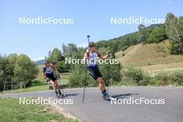 27.08.2023, Brezno-Osrblie, Slovakia (SVK): Jakub Borgula (SVK), Ferdinand Jansa (CZE), (l-r) - IBU Summer Biathlon World Championships, pursuit junior men, Brezno-Osrblie (SVK). www.nordicfocus.com. © Manzoni/NordicFocus. Every downloaded picture is fee-liable.