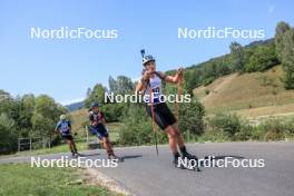 27.08.2023, Brezno-Osrblie, Slovakia (SVK): Enkhsaikhan Enkhbat (MGL), Aleksa Vukovic (BIH), (l-r) - IBU Summer Biathlon World Championships, pursuit junior men, Brezno-Osrblie (SVK). www.nordicfocus.com. © Manzoni/NordicFocus. Every downloaded picture is fee-liable.