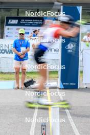 26.08.2023, Brezno-Osrblie, Slovakia (SVK): Event Feature: Finish line - IBU Summer Biathlon World Championships, sprint junior women, Brezno-Osrblie (SVK). www.nordicfocus.com. © Manzoni/NordicFocus. Every downloaded picture is fee-liable.
