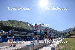 24.08.2023, Brezno-Osrblie, Slovakia (SVK): Matija Legovic (CRO), Jakub Borgula (SVK), (l-r) - IBU Summer Biathlon World Championships, super sprint junior men, Brezno-Osrblie (SVK). www.nordicfocus.com. © Manzoni/NordicFocus. Every downloaded picture is fee-liable.