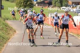 24.08.2023, Brezno-Osrblie, Slovakia (SVK): Aneta Novotna (CZE), Alzbeta Gargulakova (SVK), Yeva Martynenko (UKR), Shawna Pendry (GBR), (l-r) - IBU Summer Biathlon World Championships, super sprint junior women, Brezno-Osrblie (SVK). www.nordicfocus.com. © Manzoni/NordicFocus. Every downloaded picture is fee-liable.