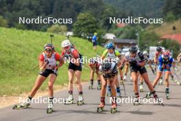 25.08.2023, Brezno-Osrblie, Slovakia (SVK): Joanna Jakiela (POL), Marketa Davidova (CZE), Johanna Skottheim (SWE), Tuuli Tomingas (EST), Susan Kuelm (EST), (l-r) - IBU Summer Biathlon World Championships, super sprint women, Brezno-Osrblie (SVK). www.nordicfocus.com. © Manzoni/NordicFocus. Every downloaded picture is fee-liable.