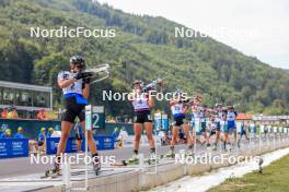 25.08.2023, Brezno-Osrblie, Slovakia (SVK): Susan Kuelm (EST), Joanna Jakiela (POL), Natalia Sidorowicz (POL), (l-r) - IBU Summer Biathlon World Championships, super sprint women, Brezno-Osrblie (SVK). www.nordicfocus.com. © Manzoni/NordicFocus. Every downloaded picture is fee-liable.