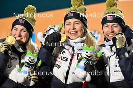 08.02.2023, Oberhof, Germany (GER): Marte Olsbu Roeiseland (NOR), Sturla Holm Laegreid (NOR), (l-r) - IBU World Championships Biathlon, mixed relay, Oberhof (GER). www.nordicfocus.com. © Reichert/NordicFocus. Every downloaded picture is fee-liable.