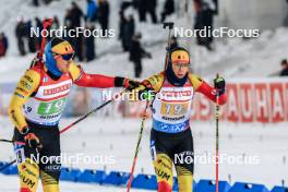 25.11.2023, Oestersund, Sweden, (SWE): Florent Claude (BEL), Lotte Lie (BEL), (l-r) - IBU World Cup Biathlon, mixed relay, Oestersund (SWE). www.nordicfocus.com. © Manzoni/NordicFocus. Every downloaded picture is fee-liable.