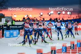 25.11.2023, Oestersund, Sweden, (SWE): Quentin Fillon Maillet (FRA), Tarjei Boe (NOR), (l-r) - IBU World Cup Biathlon, mixed relay, Oestersund (SWE). www.nordicfocus.com. © Manzoni/NordicFocus. Every downloaded picture is fee-liable.