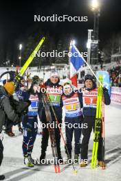 25.11.2023, Oestersund, Sweden, (SWE): Lou Jeanmonnot (FRA), Emilien Jacquelin (FRA), Justine Braisaz-Bouchet (FRA), Quentin Fillon Maillet (FRA), (l-r) - IBU World Cup Biathlon, mixed relay, Oestersund (SWE). www.nordicfocus.com. © Authamayou/NordicFocus. Every downloaded picture is fee-liable.